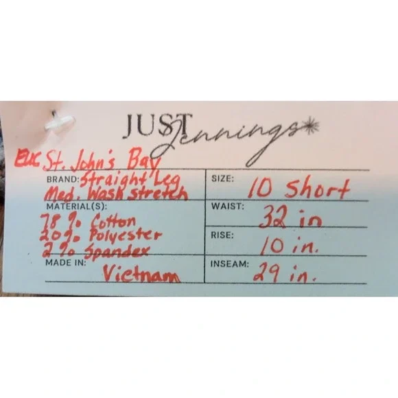 EUC St. John's Bay Straight Leg Stretch Denim‎ Jeans Sz 10 Short 10S Medium Wash - Picture 3 of 3